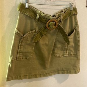 Green Pilcro Denim Mini Skirt and belt